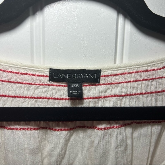 Lane Bryant White & Red Bavarian Embroidered Tunic Size 18/20 - Picture 5 of 10